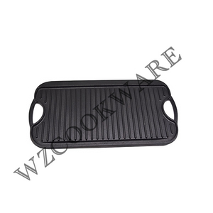 Pre-Seasoned Black Cast Iron Reversible Griddle Pan Indoor Stovetop or Outdoor Campfire Cooking 